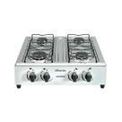 Fogão Portátil Braslar Asiático 4 Bocas Mesa em Inox Branco Acendimento Manual