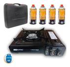 Fogão Portátil Nautika Frontier Fogareiro + Kit 4 Lata Gás