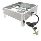 Fogão Semi Industrial Inox 1 Bocas Alta Pressão 4 Caulins