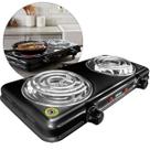 Fogareiro Elétrico Portátil 2 Bocas 2000W 220V com Controle de Temperatura de 80C a 500C
