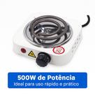 Fogareiro Elétrico Portátil Hotplate HP500W 110V Compacto, Seguro e Eficiente Branco