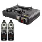 Fogareiro Fogão 1 Boca Portátil Camping Frontie Flex Preto + 2 Refil