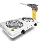 Fogareiro Fogão Cooktop Duas Bocas 127v Elétrico Portátil 2000w Churrasco Com Maçarico Automático Viagem Isqueiro A Gás