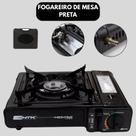 Fogareiro Fogão de Mesa Portátil Camping Pesca a Gás Ajustável Acendedor Automático Frontier - Preta