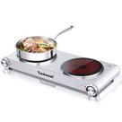 Fogões elétricos duplos Hot Plate Techwood 1800W Silver