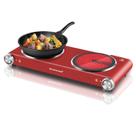 Fogões elétricos duplos Hot Plate Techwood 1800W vermelhos