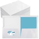 Folder Yeaqee, pacote com 100 unidades, papel laminado brilhante branco