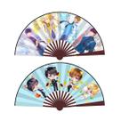 Folding Fans Anime Handheld Fans, conjunto de 2 em tecido de bambu