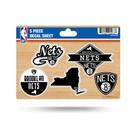 Folha de decalques Rico Industries NBA Brooklyn Nets de 5 peças Folha de decalques Rico Industries NBA Brooklyn Nets de 5 peças