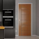 Folha de Porta de Madeira 210x82cm Espessura 3,5cm Mso Eucaplac Frisada Elegance Eucatex Nogal Mel