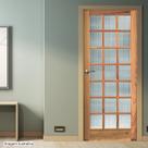 Folha de Porta de Madeira Maciça Tauari 210x72x3,3 Vidro Quadriculado Jomadi
