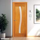 Folha de Porta de Madeira Maciça Tauari 210x80x3,3 Vidro em S Jomadi