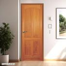 Folha de Porta de Madeira Maciça Tauari 210x82x3,3 Quatro Almofadas Verticais Jomadi