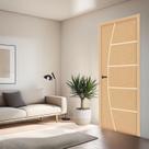 Folha de Porta em Madeira Frisada 2 210x80x3,5cm Gitale Portas Marrom
