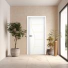 Folha de Porta em Madeira Frisada 7 210x70x3,5cm Gitale Portas Branco