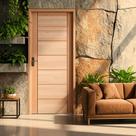 Folha de Porta Maciça em Eucalipto acabamento Natural 210x82cm PM58 Quartier Cruzeiro Portas