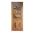 Folha de Porta Madeira Maciça Entalhada Palmeira 80x210x3,5cm Cedro Rosa