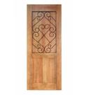 Folha de Porta Madeira Maciça Meia Grade Coração Duplo 80x210x3,5cm Cedro Rosa