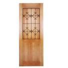 Folha de Porta Madeira Maciça Meia Grade Medieval 80x210x3,5cm Cedro Rosa