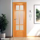 Folha de Porta Madeira Maciça Tauari 210x60cm Almofada e Vidros Jomadi