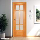 Folha de Porta Madeira Maciça Tauari 210x62cm Almofada e Vidros Jomadi Folha de Porta Madeira Maciça Tauari 210x62cm Almofada e Vidros Jomadi