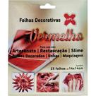 Folha Decorada para Artesanato 14X14 CM - Vermelha (25 Folhas)