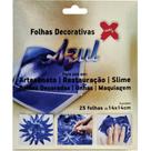 Folha Decorada para Artesanato 14X14CM Azul Pacote com 25 Folhas Make+