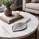 Folha Decorativa Dourada em Resina 34cm Centro de Mesa Luxo Bandeja Decorativa Moderna Enfeite Sala Escritório