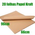 Folhas kraft natural 66x96cm 80gr artesanato 20 unidades