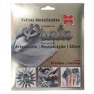 Folhas Metalizadas Imitação Ouro e Prata Make+ 25 fls 14x14