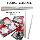 folhas para cestas com 10 folhas, presentes, 70x90 e 90x100cm, celofane transparente
