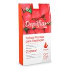 Folhas Prontas Depilatórias Corporal para Depilação Depilflax Morango Com 20 Unidades