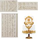 Fondant Molds Chistepper Baroque Scroll Border Lace x3 cinza