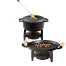 Fondue 1,7 L Com 6 Garfos Mais Réchaud Redondo De Ferro Fundido