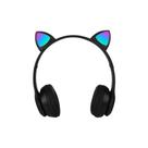 Fone Bluetooth Orelha De Gato Led Colorido (PRETO)