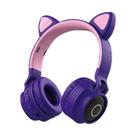 Fone de ouvido Bluetooth 5.0 sem fio dobrável Cat Ear Purple