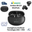Fone de Ouvido Bluetooth ANC ENC Hrebos EB231 MistPods Tradução por IA Som Imersivo