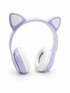 Fone de Ouvido Blutooth Sem Fio Orelha de Gatinho e Led Microfone Ajust de Tamanho e Suporte para Cartão de Memoria