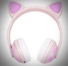 Fone de ouvido de gatinho rosa
