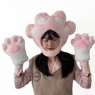 Fone de ouvido de pelúcia Cat Paw Hat, lindo chapéu de cosplay rosa Cat Claw