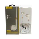 Fone de Ouvido Earphones com Fio e Microfone Lelong LE-0218Y Branco com Dourado
