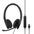 Fone de ouvido EPOS Adapt 160 USB II com fio frente e verso preto