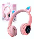 Fone De Ouvido Gatinho Orelha Gato Dobrável Headset Headphone Bluetooth Microfone Embutido Atende Ce