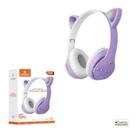 Fone de Ouvido Headphone Bluetooth Orelhas Led Gatinho Lilas Infantil - lehmox