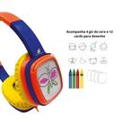Fone de Ouvido Headphone XCell linha Kids Infantil Giz De Cera Para Desenhos Colorir