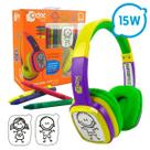 Fone de Ouvido Infantil OEX KIDS Cartoon HP302 85DB Verde e Roxo