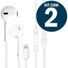 Fone de Ouvido IntraAuricular com Microfone P2 3,5mm Cabo Resistente 1 Metro Extra Bass Controle de Volume Isolamento Acústico Kit Com 2