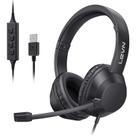 Fone de ouvido LEVN Fone de ouvido binaural com fio com microfone para PC preto