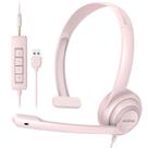 Fone de ouvido NUBWO HW02 USB com microfone com cancelamento de ruído rosa