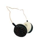 Fone De Ouvido Orelha De Gatinho Com Fio e microfone Ylfs-22 Preto com blilho